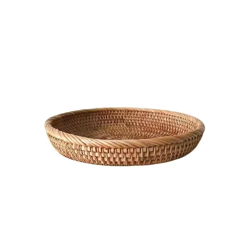 Handmade round rattan basket with a generous shape – another view