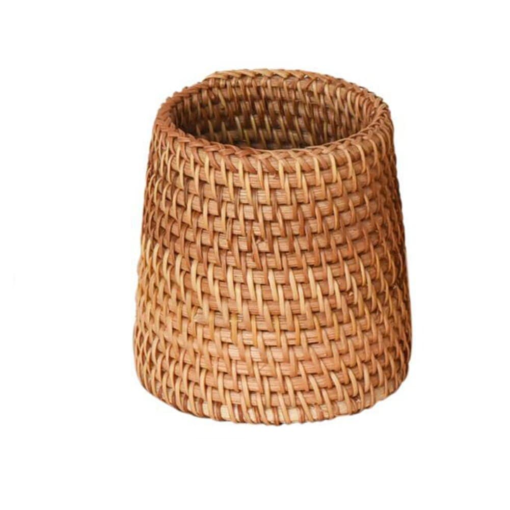 Round tightly woven rattan storage basket