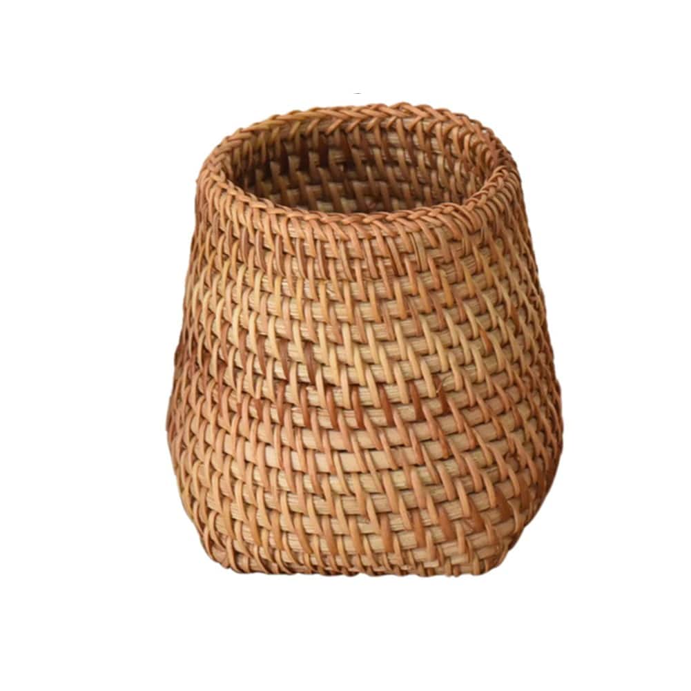 Round tightly woven rattan storage basket – another view (2)