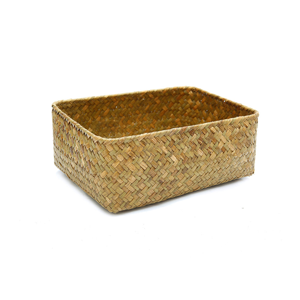 Ribbed handwoven decorative rattan basket – M variant, another view