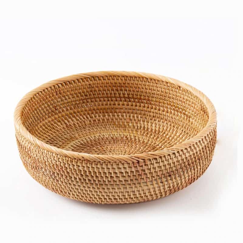 Round handwoven rattan fruit and vegetable basket – another view