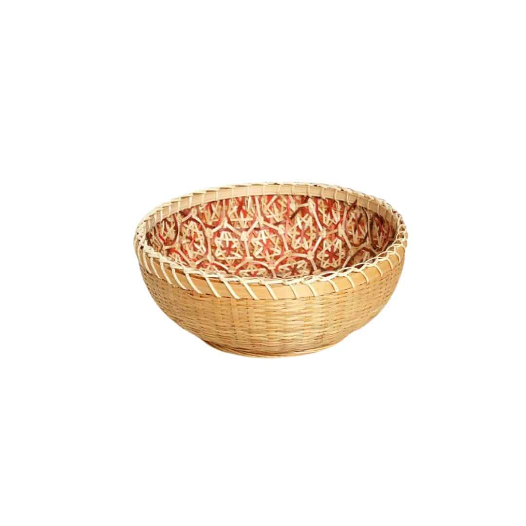Retro round handwoven rattan basket – M variant, another view