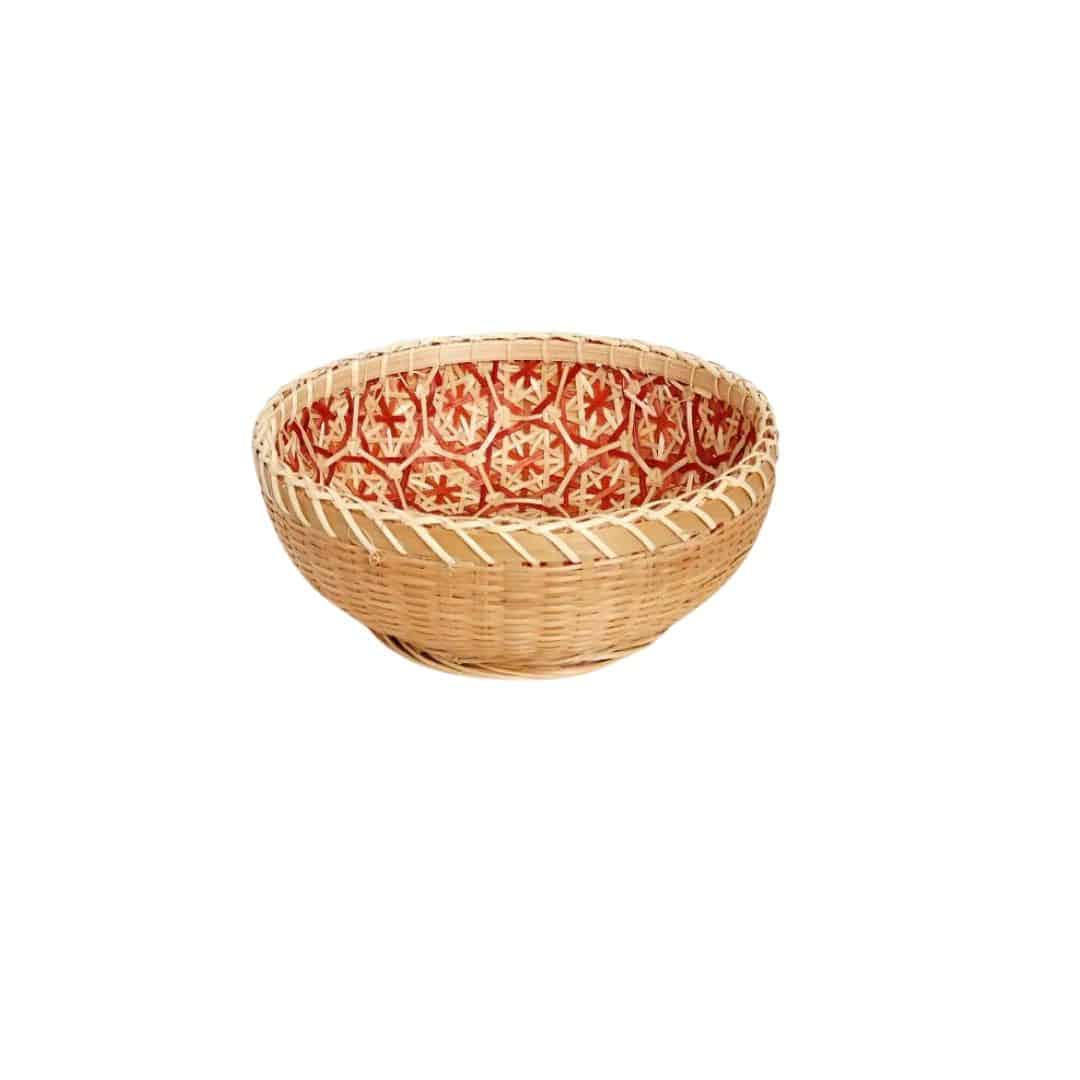 Retro round handwoven rattan basket – another view