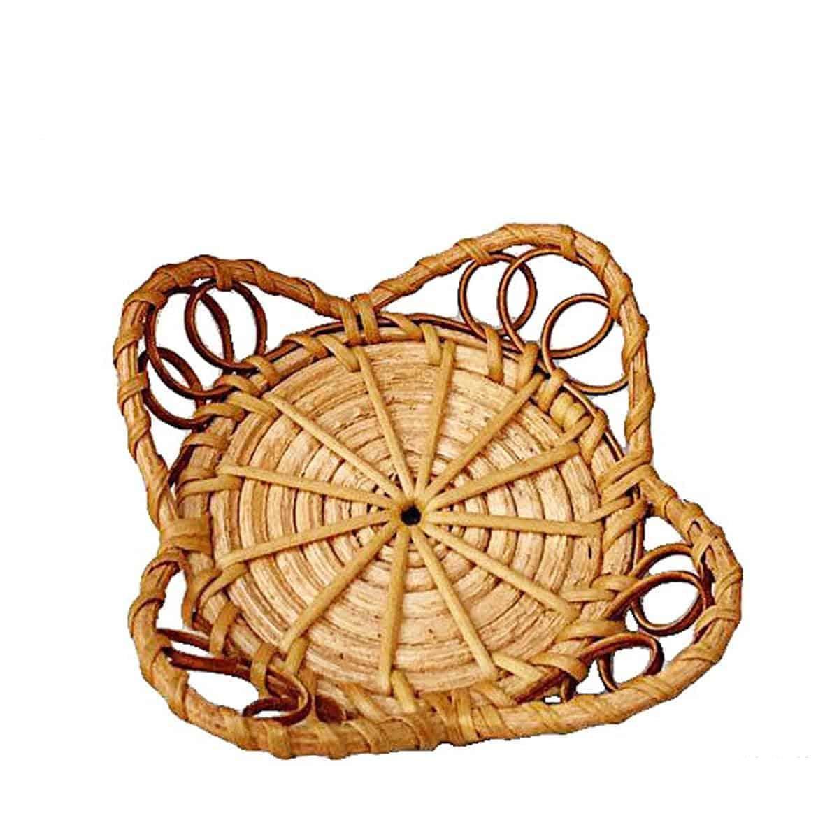 Ribbed handwoven rattan bread basket
