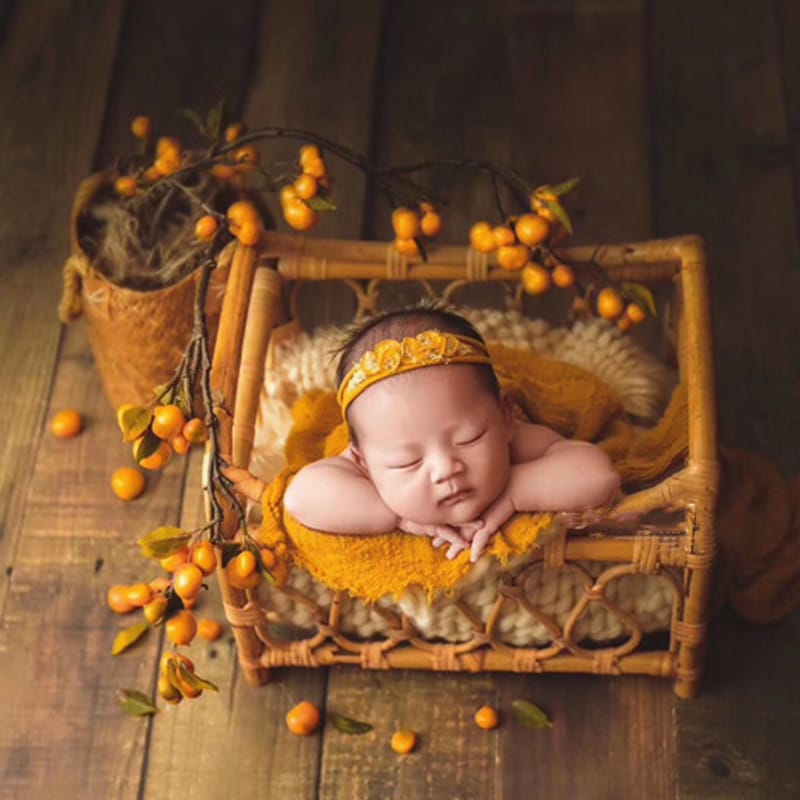 Openwork handwoven rattan moses basket – shown in use (4)