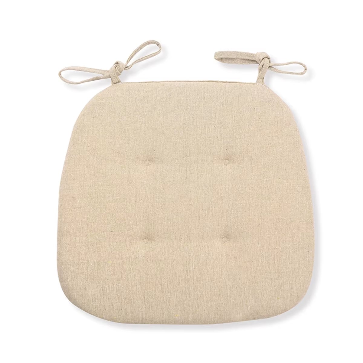 Beige cotton chair cushion for a rounded rattan seat