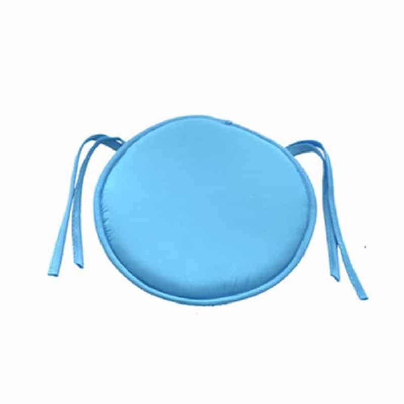 Round tie-on chair cushion – blue variant, another view