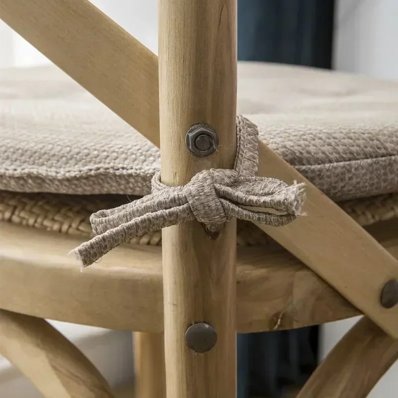 Nordic beige cushion shaped for a rattan armchair – close-up detail (2)