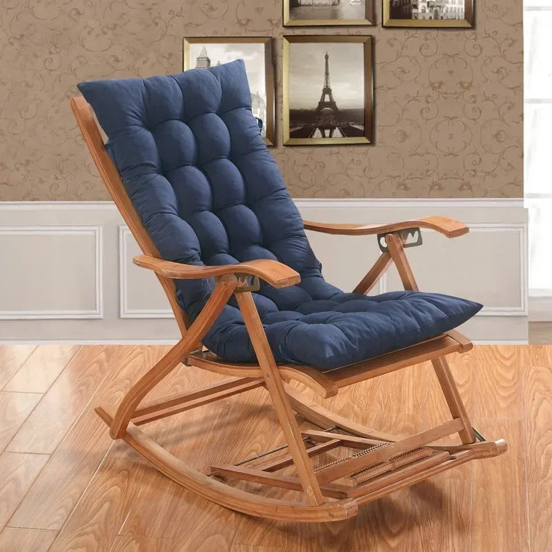 Washable sun lounger cushion – blue variant, shown in a room setting