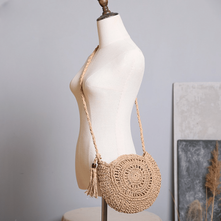 Soft round handwoven straw bag – another view (3)