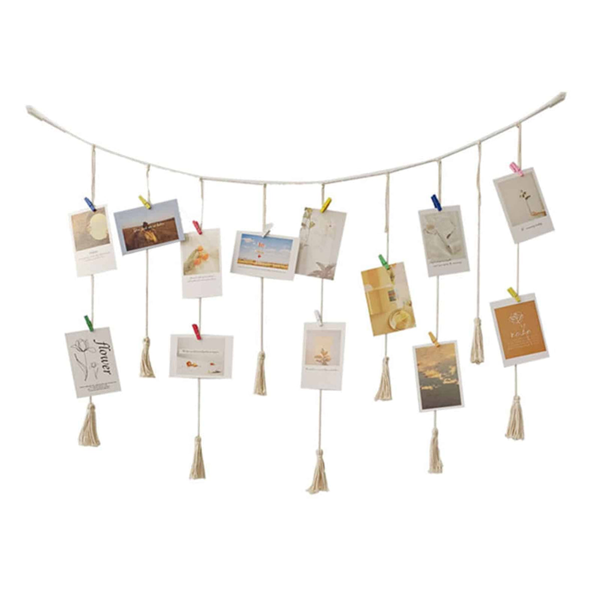 Natural rope wall hanging with a geometric woven motif – another view