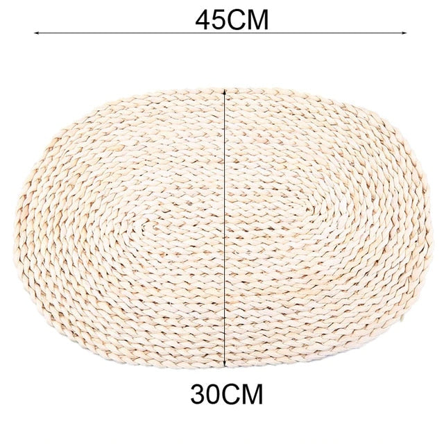 Oval woven rattan trivet – dimensions diagram