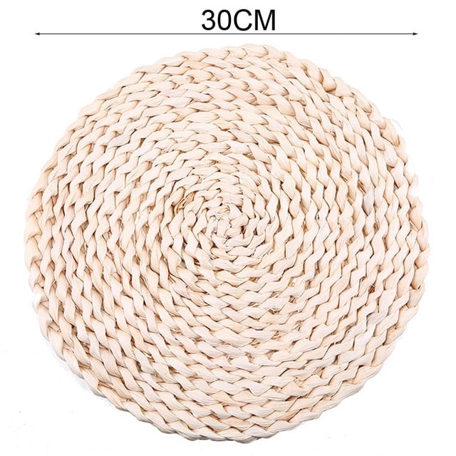 Round woven natural rattan trivet – dimensions diagram
