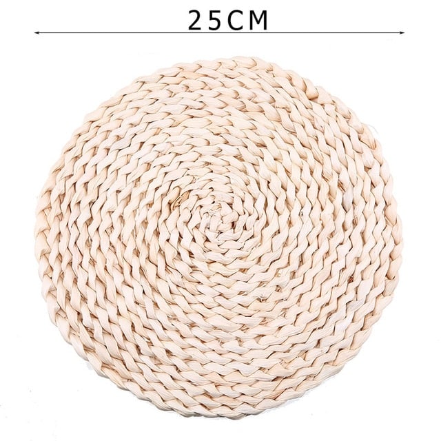 Round woven natural rattan trivet – M variant, dimensions diagram