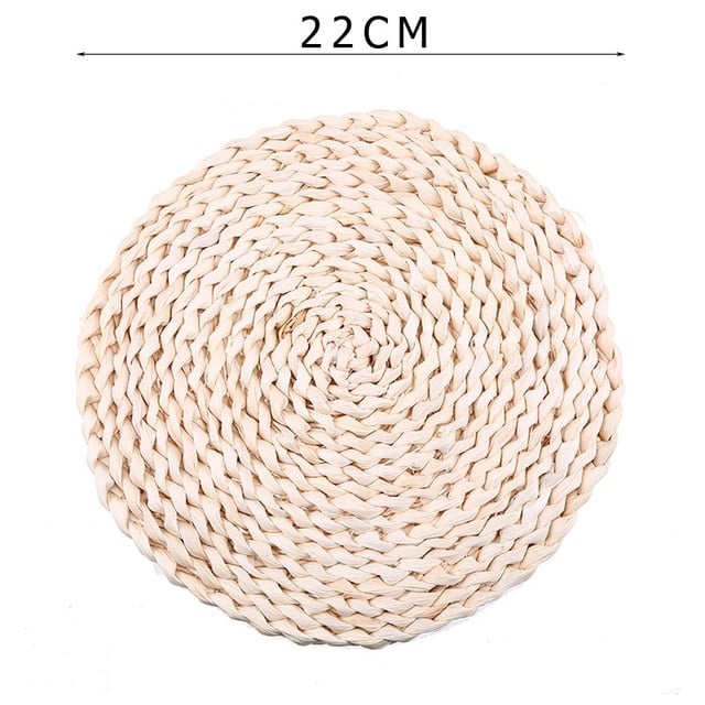 Round woven natural rattan trivet – S variant, dimensions diagram