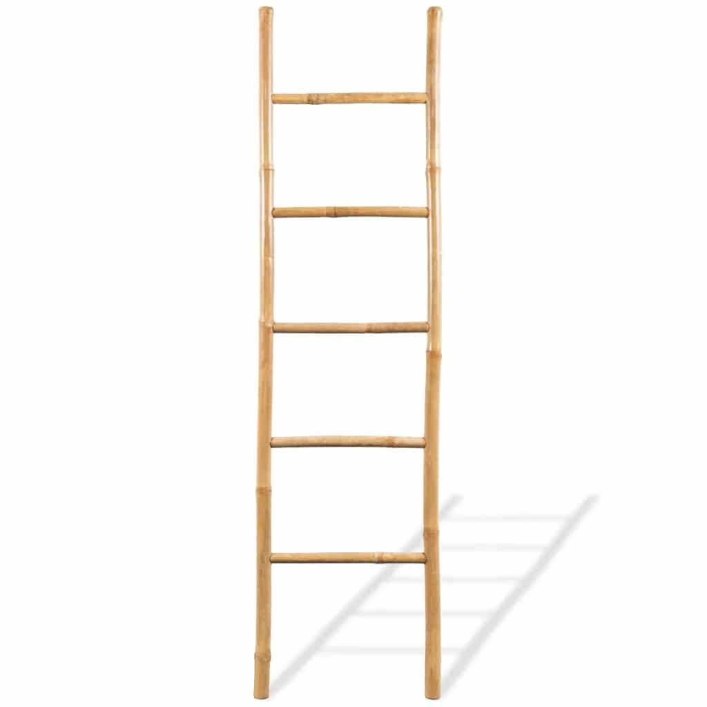 Simple five-rung bamboo throw ladder in golden tones