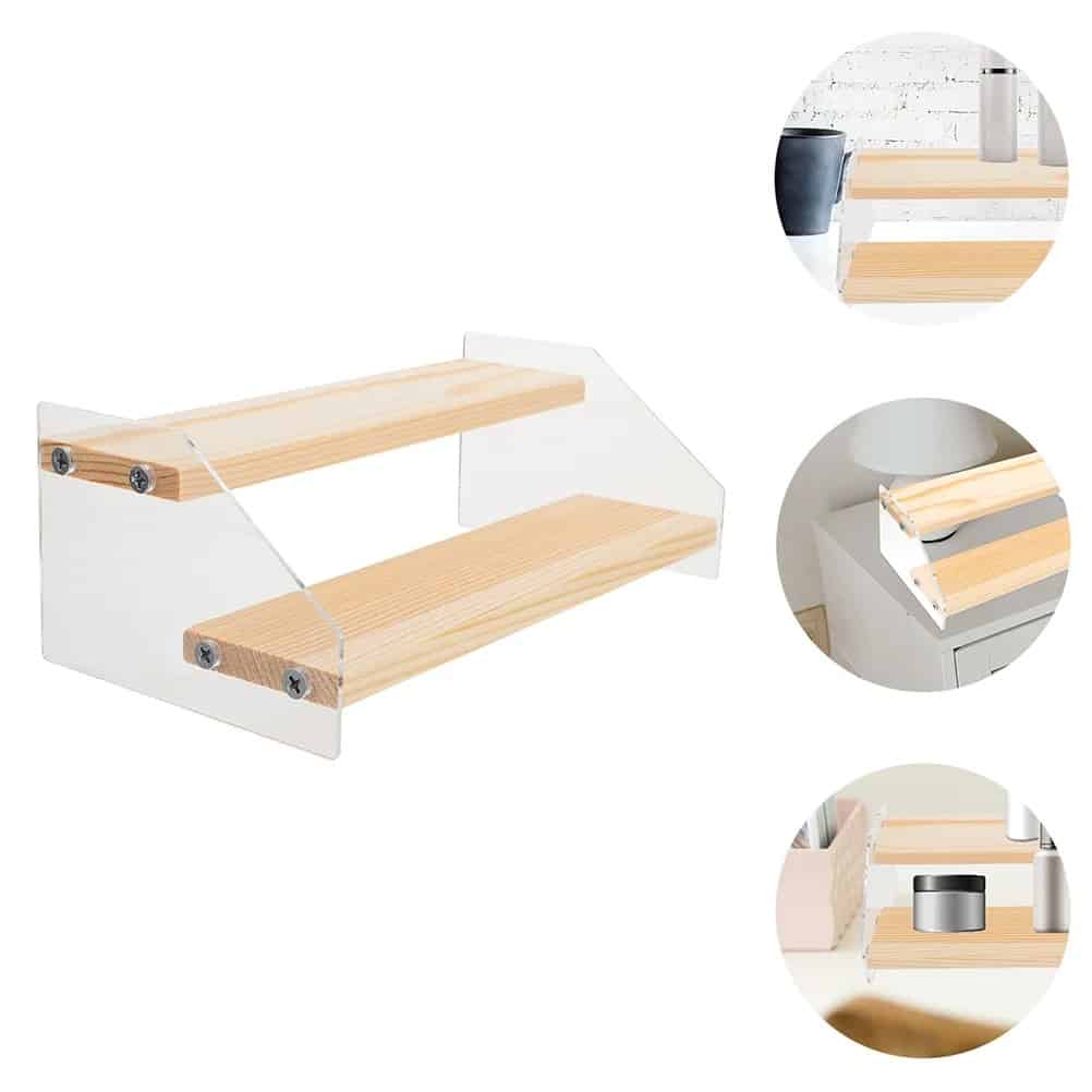 Sturdy minimalist wooden shelf with clean lines – multiple views