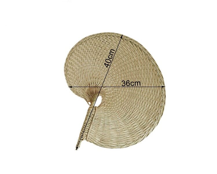 Hand-braided rattan and bamboo hand fans – dimensions diagram