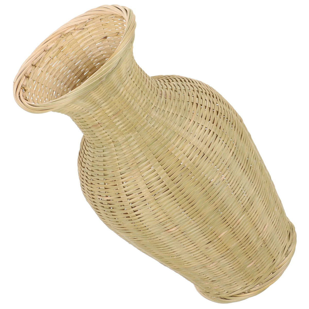 Tall beige wicker-look rattan vase – another view