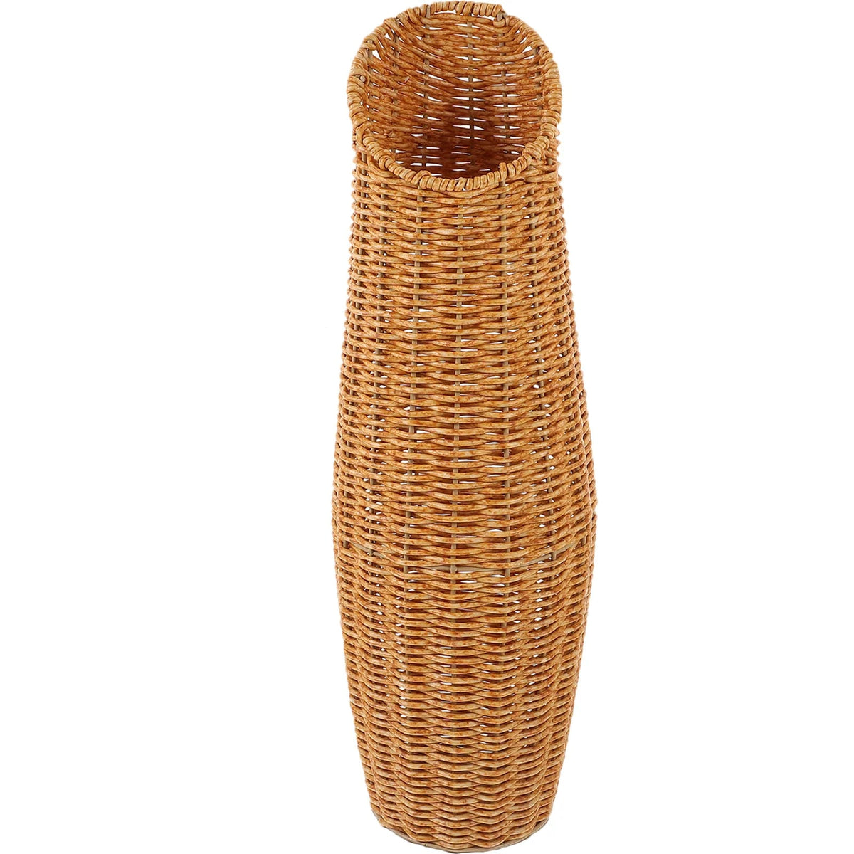 Tall brown natural wicker cylinder vase