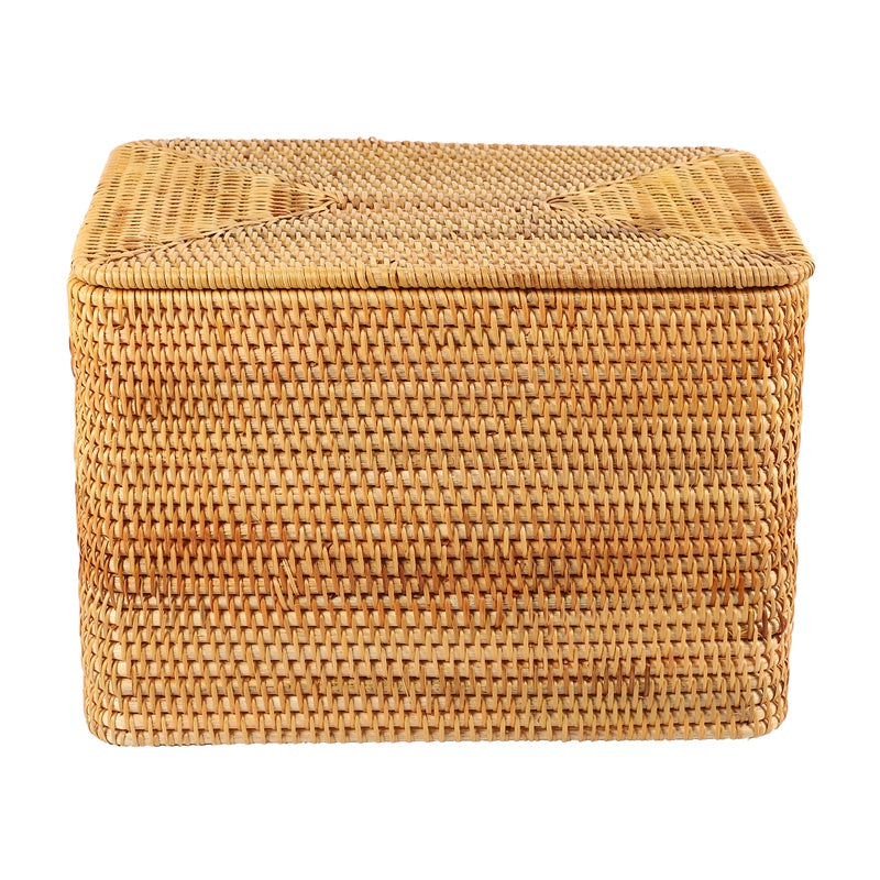 Large woven rattan trunk with side handles and a removable lid – another view (2)