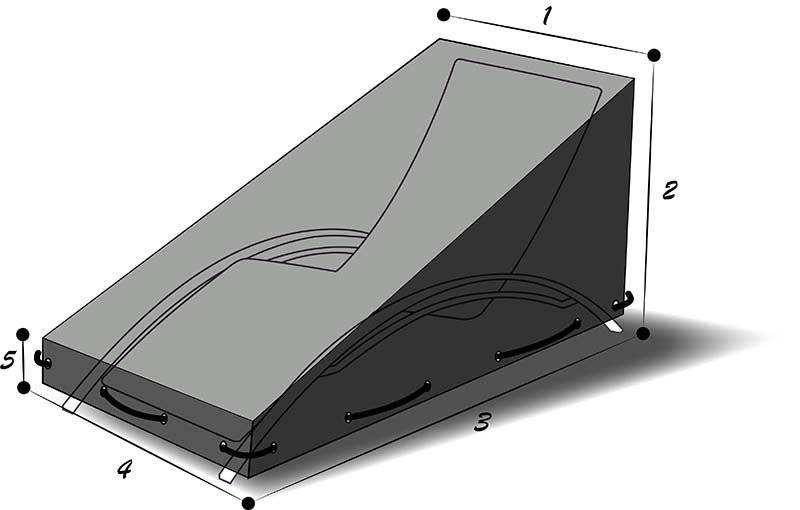 Standard chaise lounge protective cover (205 x 70 x 60 cm) – dimensions diagram