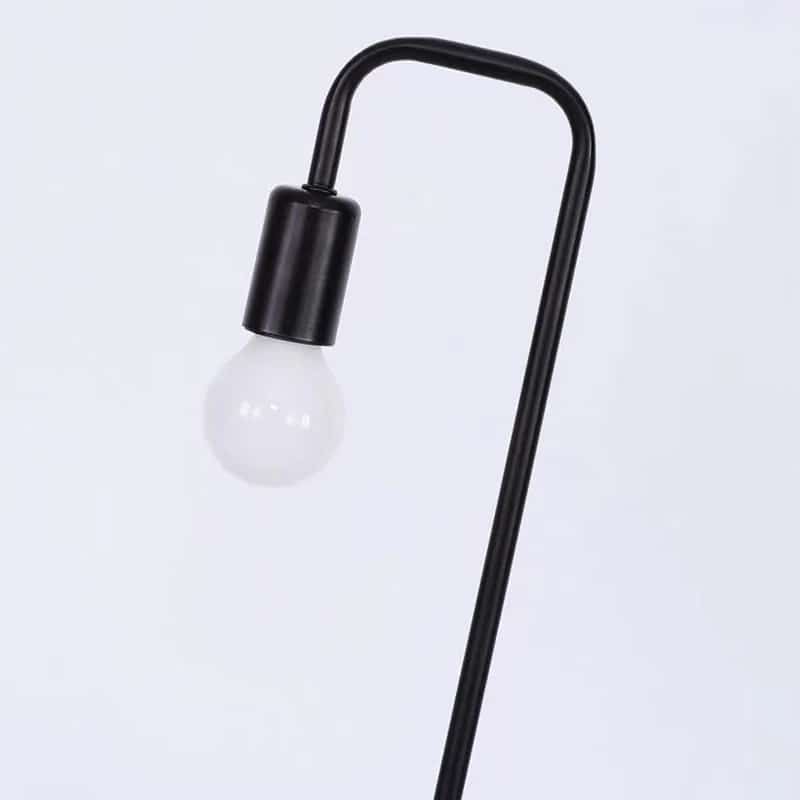 Vintage hand-turned wood and wrought iron LED bedside lamp – close-up detail