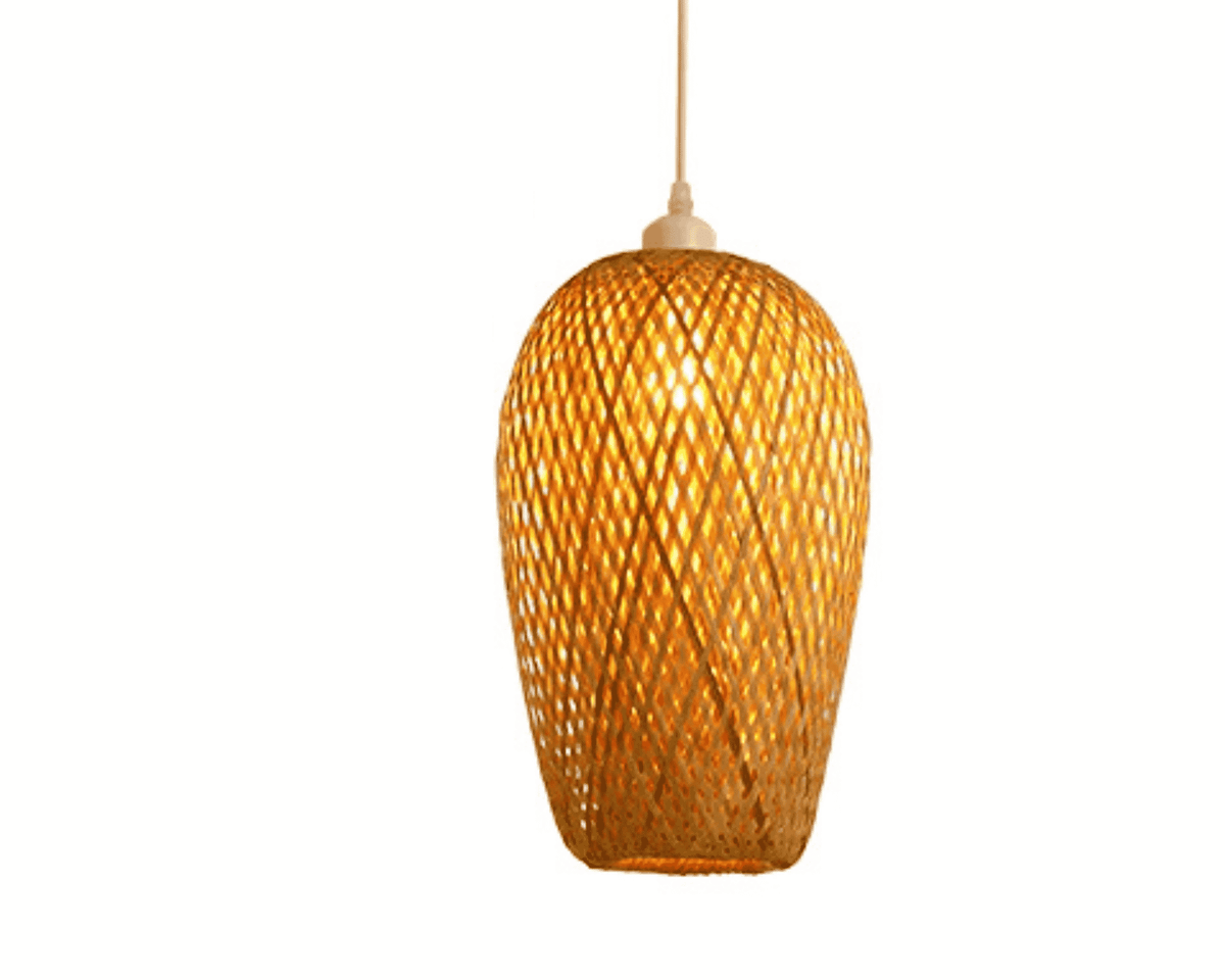 Large handwoven rattan tulip pendant light