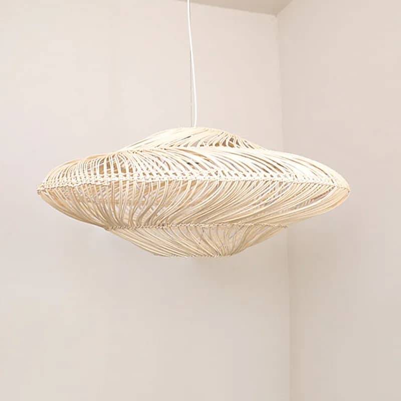 Chinese-style handwoven rattan lantern pendant light