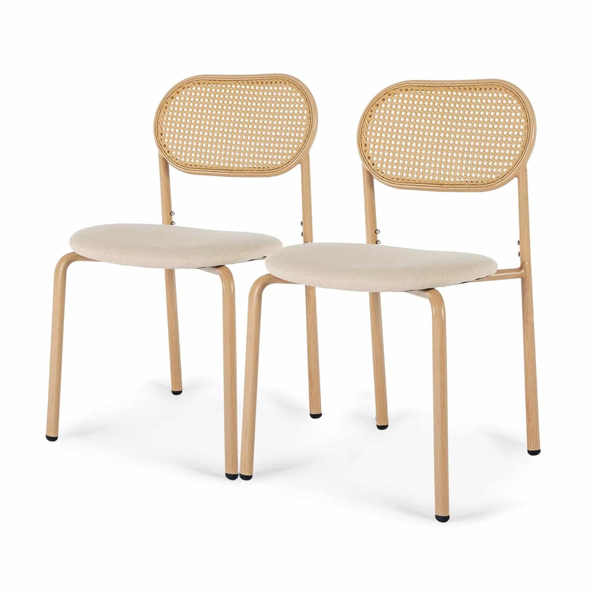 Set of two vintage-style wicker chairs with rounded backs