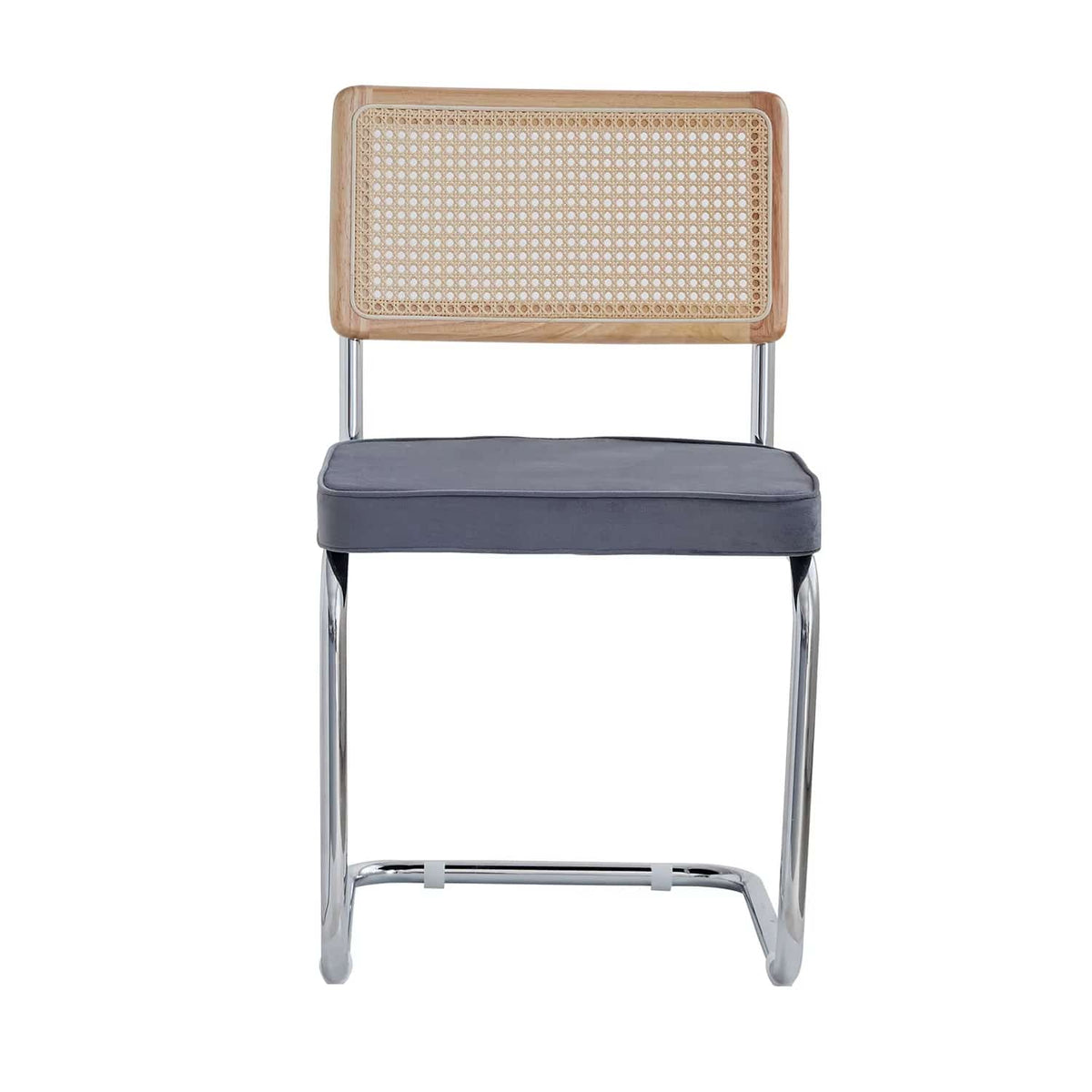 Set of two modern wicker dining chairs with padded seats – another view (2)