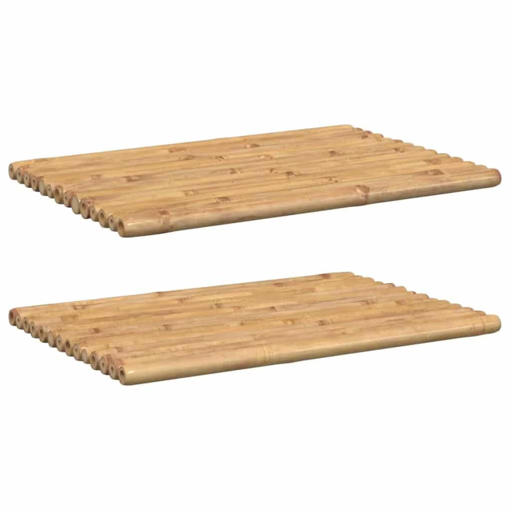Set of two natural beige bamboo rugs