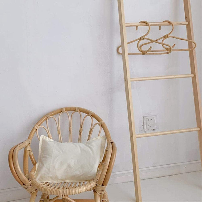 Set of three simple rattan kids hangers – shown in a room setting (2)