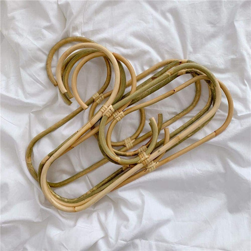 Set of three simple rattan kids hangers – close-up detail