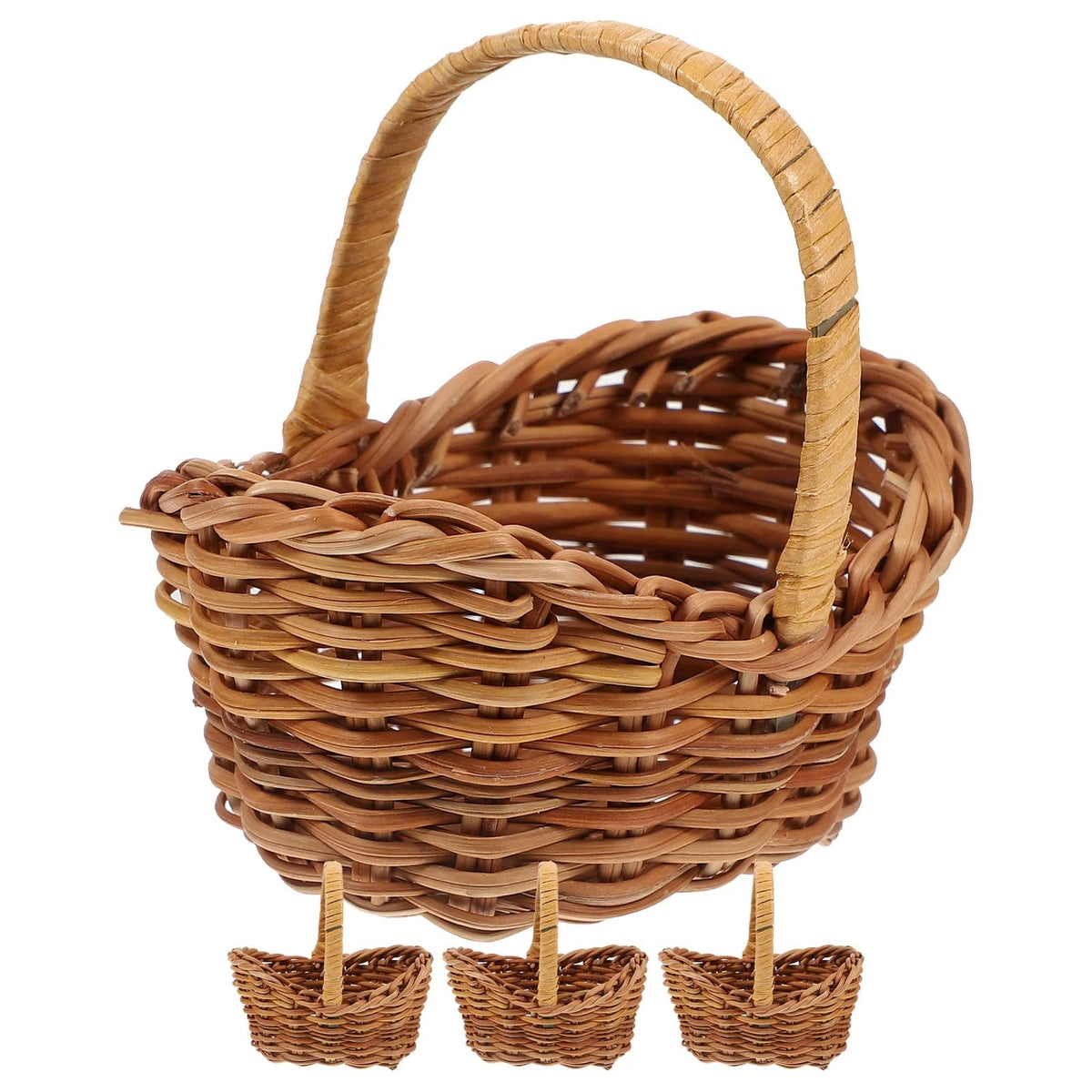 Set of four mini rustic wicker-look baskets