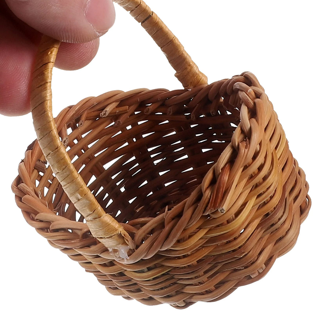 Set of four mini rustic wicker-look baskets – shown in use