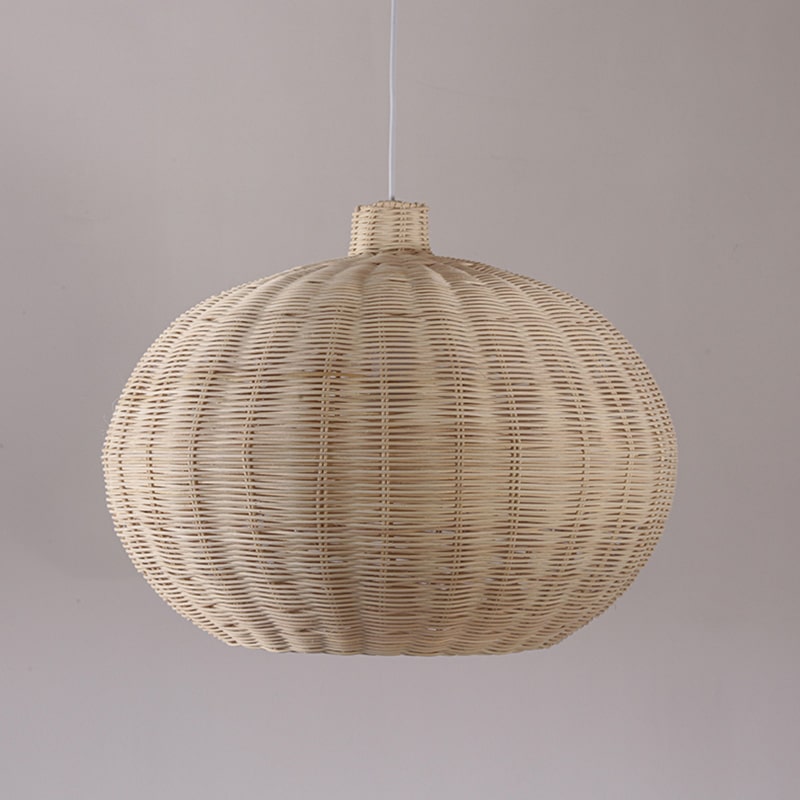 Chinese village-style handmade rattan and wicker ball pendant light