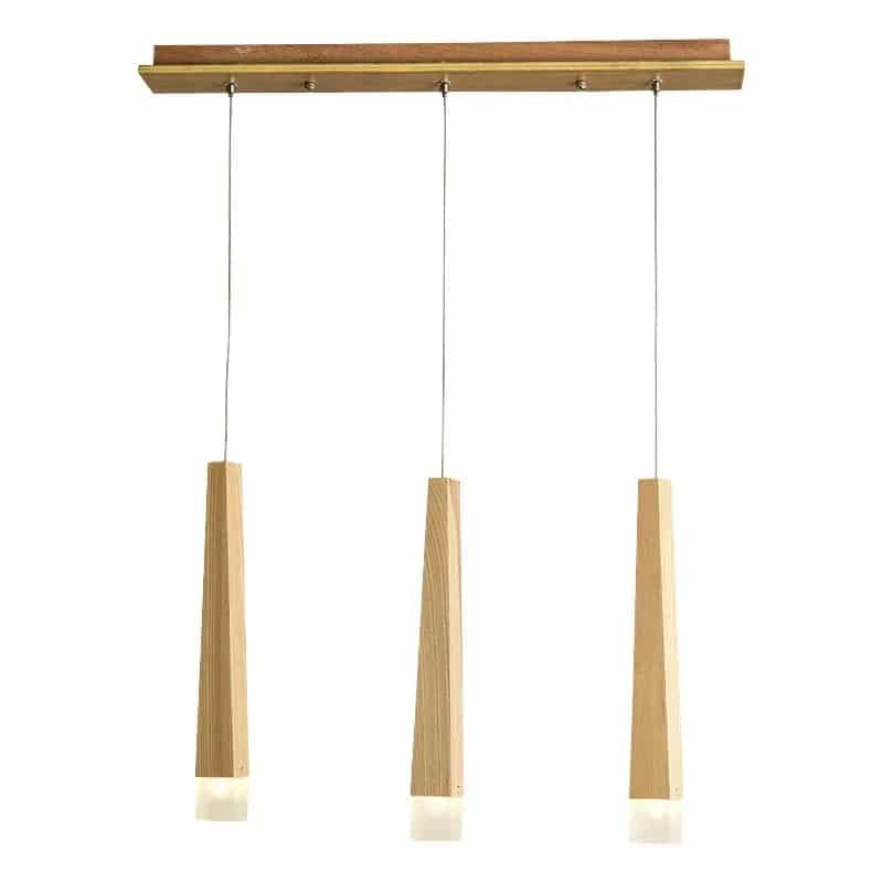 Nordic LED chandelier with natural wood arms – another view