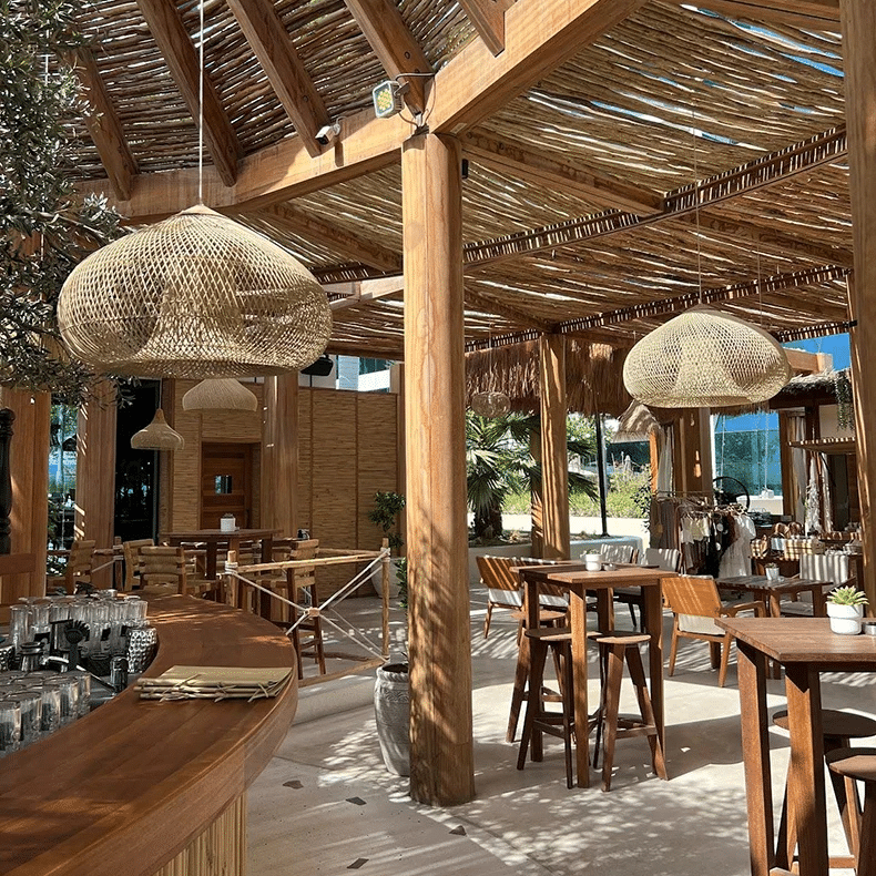 Japanese honeycomb woven straw-look chandelier – shown in a room setting (2)