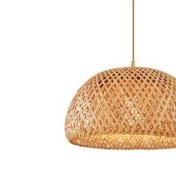 Handmade half-globe rattan chandelier with a tight weave – close-up detail