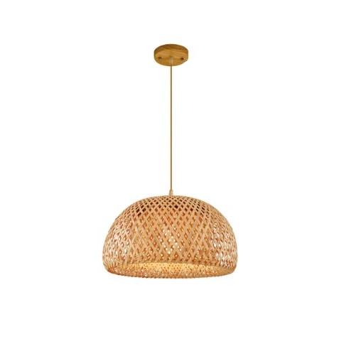 Handmade half-globe rattan chandelier with a tight weave