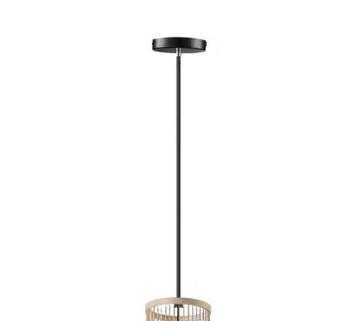 Hand-assembled cylinder rattan chandelier with a regular weave – another view