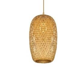 Handwoven oval rattan chandelier with an elongated silhouette – another view (2)