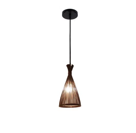 Handmade triangular rattan chandelier with crisp angles
