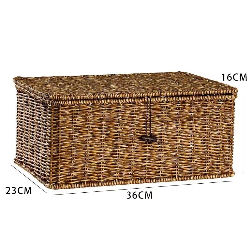 Lightweight natural rattan trunk with tightly braided sides – dimensions diagram