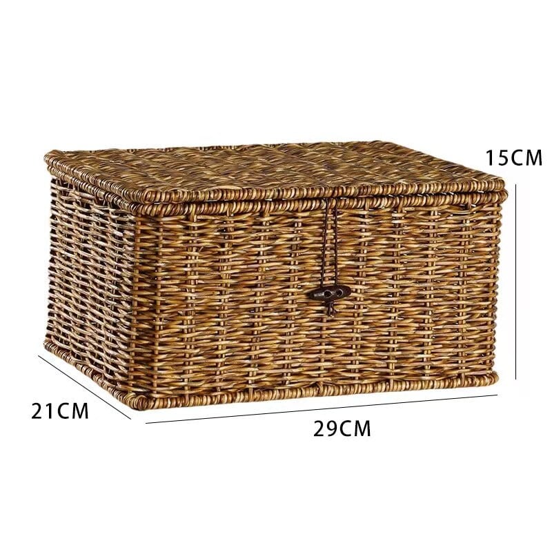 Lightweight natural rattan trunk with tightly braided sides – M variant, dimensions diagram