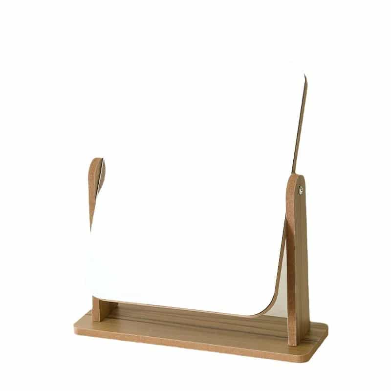 Rectangular swivel bamboo vanity mirror on a stand
