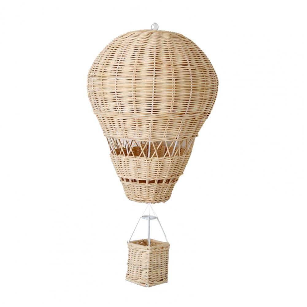 Hanging rattan hot air balloon decor