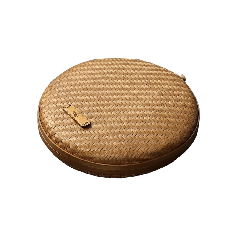 Handmade rattan tea storage basket with a lid – another view