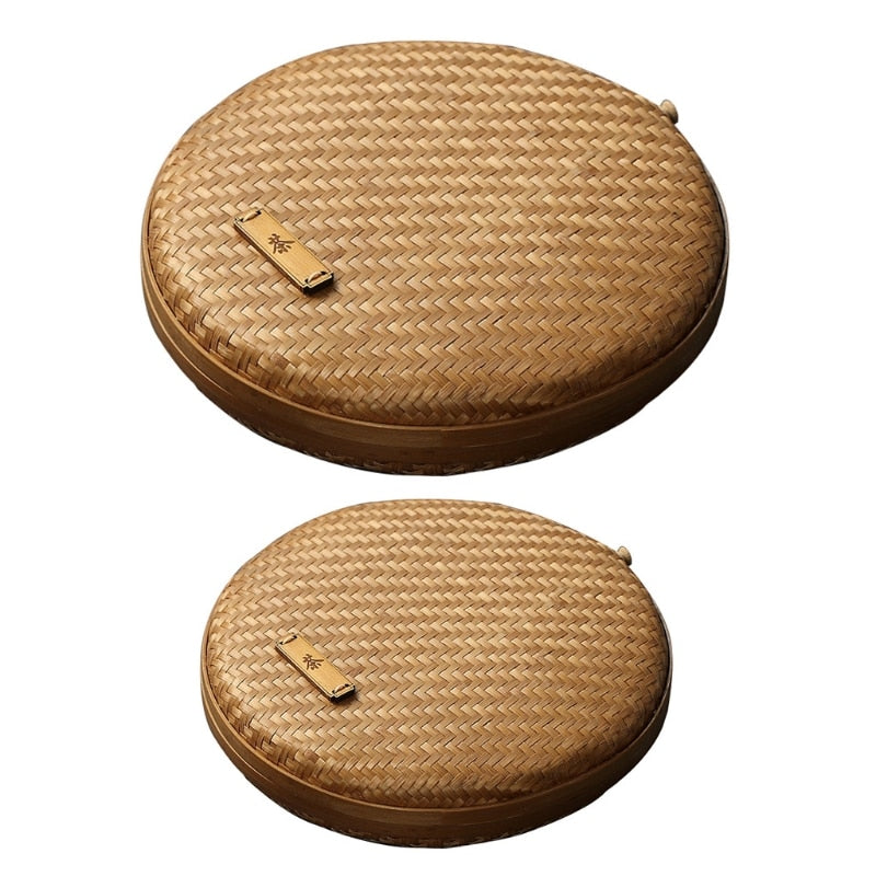 Handmade rattan tea storage basket with a lid – multiple views (2)